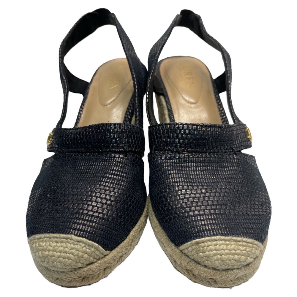 Lauren Ralph Lauren Womens 7B Navy Blue Penelope Wedges - Picture 3 of 8